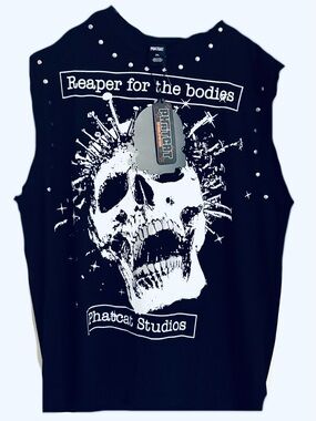 Men’s Black Graphic Skull Tee - Reaper for the Bodies sz2xl